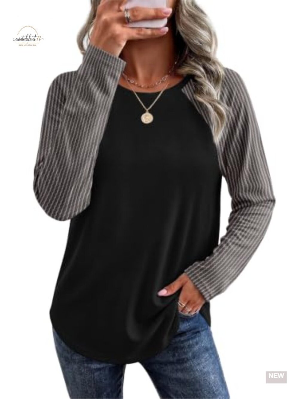 WIHOLL Women's Crew Neck Tunic Sweatshirt Long Sleeve Casual Top